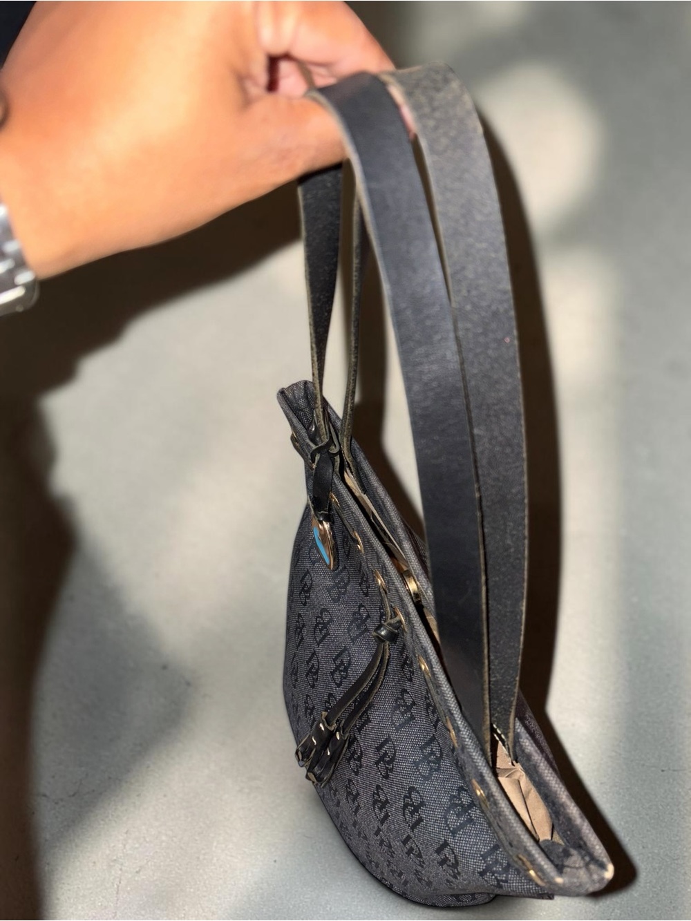 Dooney & Bourke Navy Signature Drawstring Tote - Picture 4 of 9